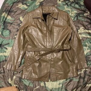 Vintage 1970s Wilson's belted leather jacket fur liner full‎ grain women's 8/18